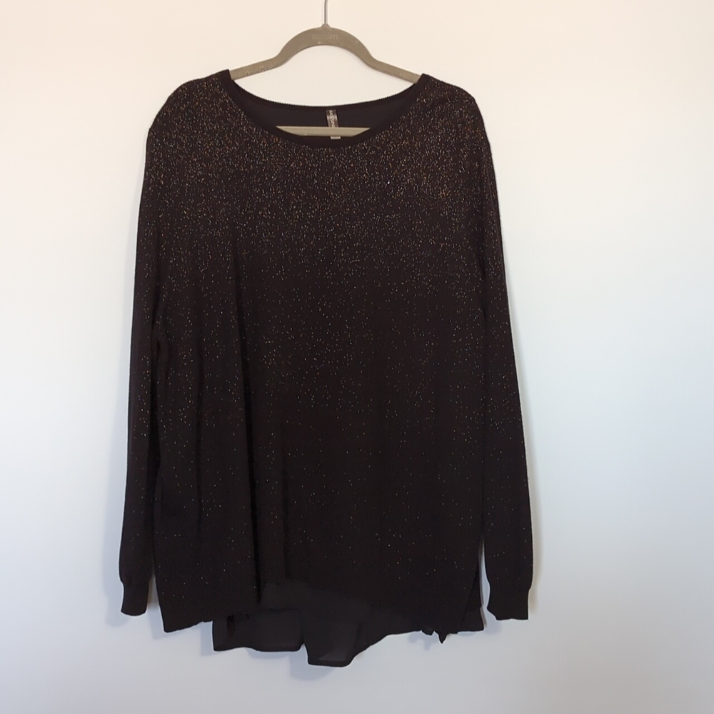 Plus Size Black and Silver Ombre Sparkly Sweater